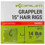 8kom - Gotovi Predvezi Korum Grappler Hair Rigs Barbed 38cm Veličina 14 0,23mm/8lb