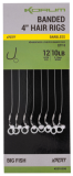 8ks - Hotové Návazce Korum Banded Hair Rigs 4 inch Velikost 10lb Sz 12 Barbless