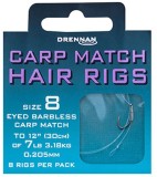 8ks Hotový Návazec Drennan Carp Match Hair Rigs Barbless 14 / 5lb