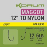 8ks - Hotový Návazec Korum Xpert Maggot Hooks Barbless to Nylon 0,19mm Vel. 12