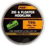 Najlon Fox Edges Zig & Floater Hooklink Trans Khaki 100m