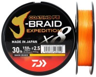 Pletená Šňůra DAIWA J-BRAID Expedition 3000m Oranžová 0,28mm/26,4kg