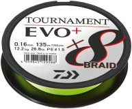 Pletena Šnura Daiwa Tournament X8 Braid Evo+ Chartreuse 135m 0,12mm 8,6kg