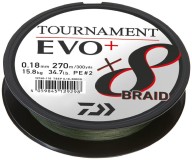 Pletená Šňůra Daiwa Tournament X8 Braid Evo+ Tmavě Zelená 900m 0,10mm/6,7kg
