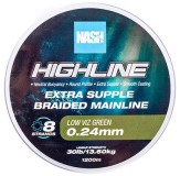 Pletená Šňůra Nash Highline Extra Supple Braid Green 1200m 0,24mm/13,60kg
