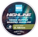 Pletená Šnúra Nash Highline Extra Supple Braid Green 1200m Pletená Šnúra Nash Highline Extra Supple Braid Green 1200m