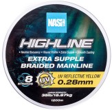 Pletená Šňůra Nash Highline Extra Supple Braid UV Yellow 1200m 0,28mm/15,87kg