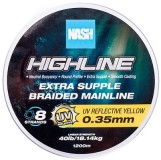 Pletená Šňůra Nash Highline Extra Supple Braid UV Yellow 1200m 0,35mm/18,14kg
