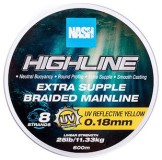 Pletená Šňůra Nash Highline Extra Supple Braid UV Yellow 600m Pletená Šňůra Nash Highline Extra Supple Braid UV Yellow 600m