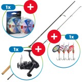 Prut Mistrall Lamberta Xr Spin 2,70m 15-40gr + Naviják Ruffo + Vlasec Precedent + Třpytky Prut Mistrall Lamberta Xr Spin 2,70m 15-40gr + Naviják Ruffo + Vlasec Precedent + Třpytky