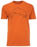 Tričko Simms Trout Outline T-Shirt Adobe Heather Velikost XXL